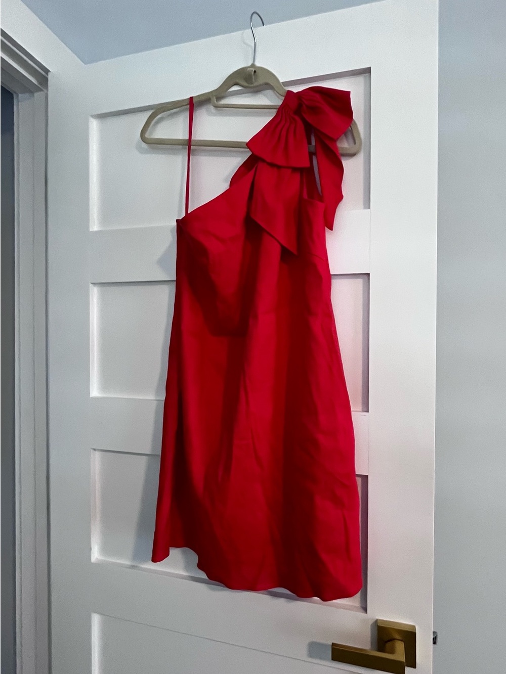 ANTONIO MELANI Red One-Shoulder Ruffle Dress